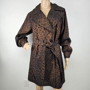 Mycra Pac Tour Raincoat Trench Black Bronze Leopard Print Sz P (6-8) Classic